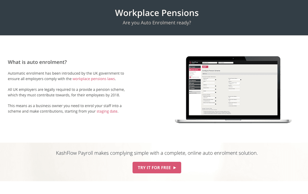 KashFlow Workplace Pensions Screenshot